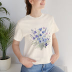 Japanese Autumn Garden Floral Tee — Kikyō, Cosmos & Morning Glory Bouquet