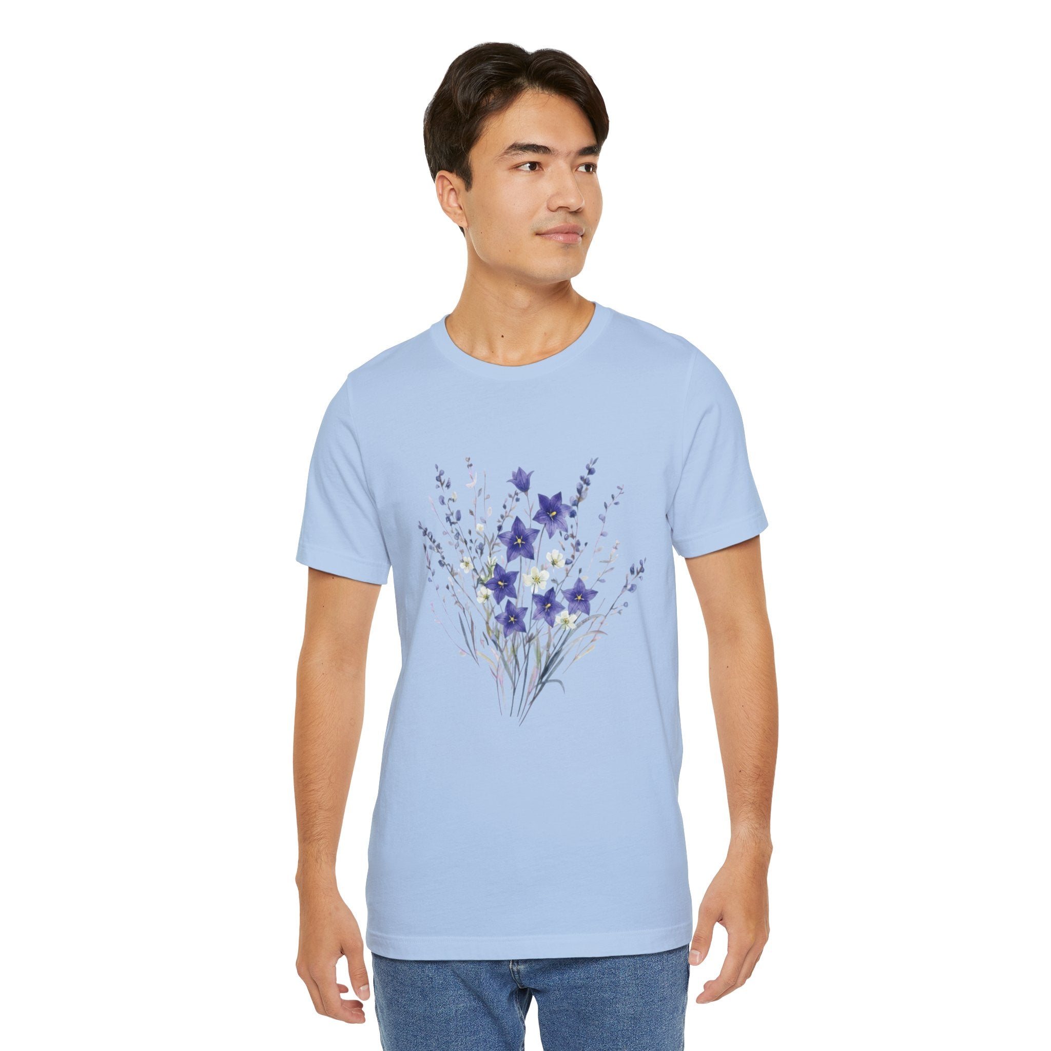 Japanese Kikyō Balloon Flower T-Shirt | Deep Purple Floral Dark Tee | Japan Autumn Botanical Art Shirt