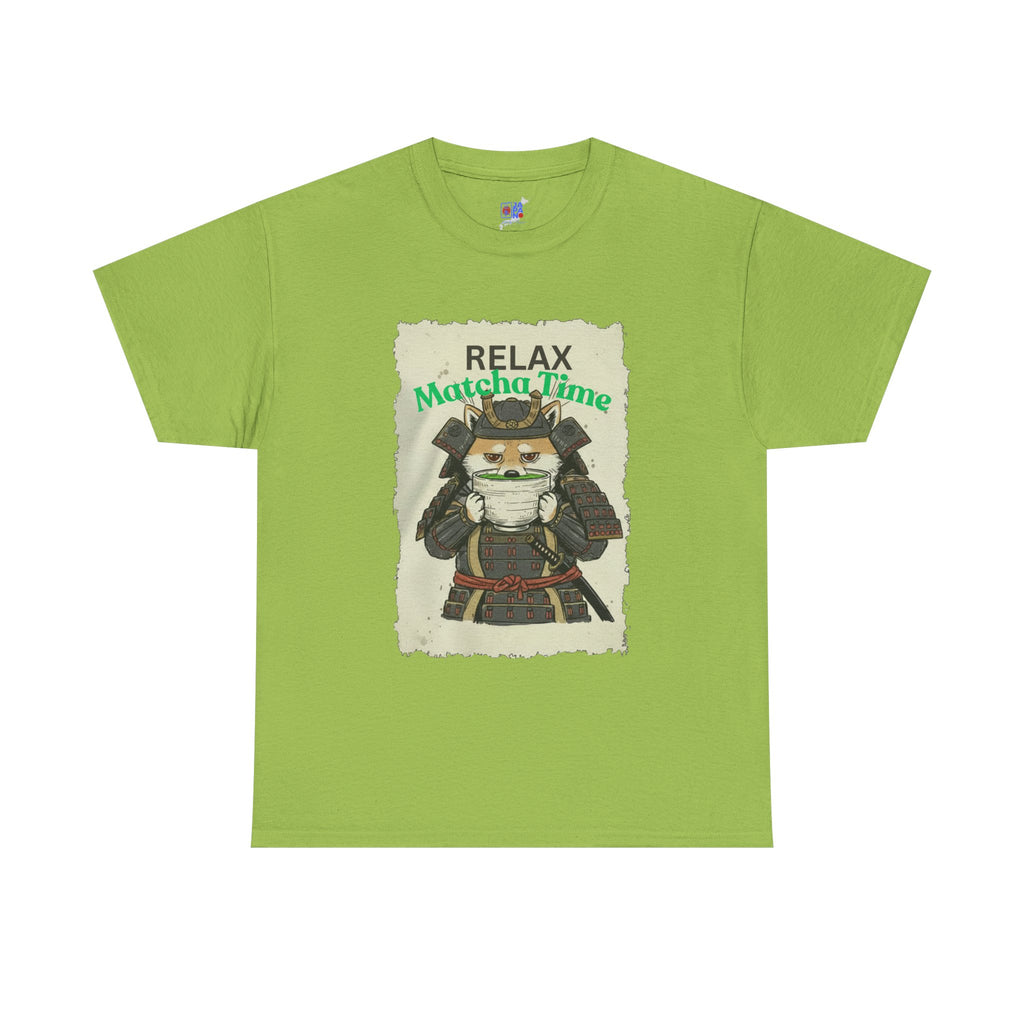 Samurai Shiba Inu Drinking Matcha Tee — Relax Matcha Time Graphic T-Shirt
