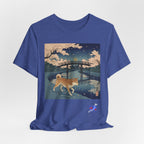 Shiba Inu Night Stroll T-Shirt | Japanese Bridge Ukiyo-e Style
