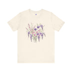 Japanese Wisteria and Sakura Bouquet T-Shirt | Fuji Cherry Blossom Dark Floral Tee | Japan Spring Flower Art Shirt