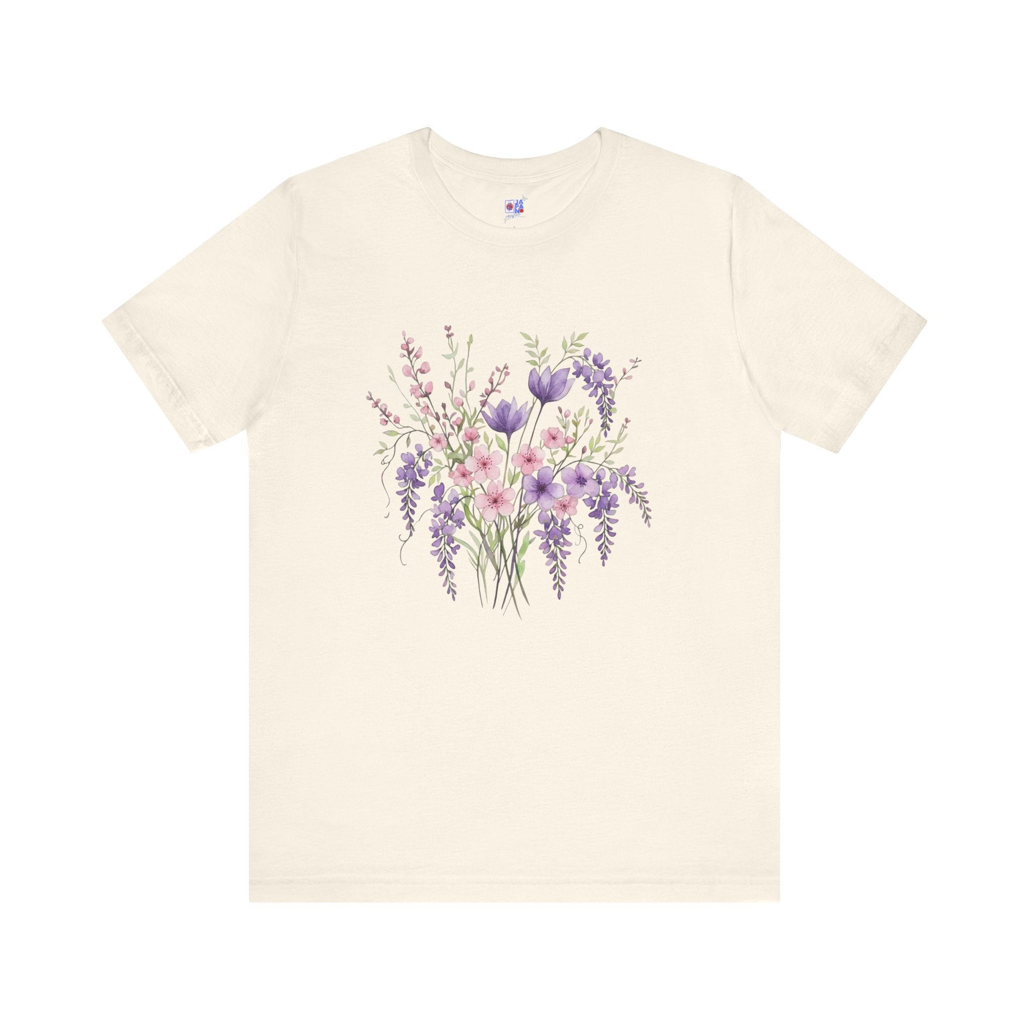 Japanese Wisteria and Sakura Bouquet T-Shirt | Fuji Cherry Blossom Dark Floral Tee | Japan Spring Flower Art Shirt