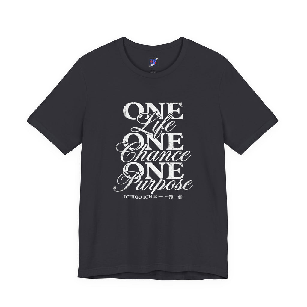 Ichigo Ichie Japanese Philosophy T-Shirt — One Life One Chance One Purpose | 一期一会 Vintage Typography Zen Tee