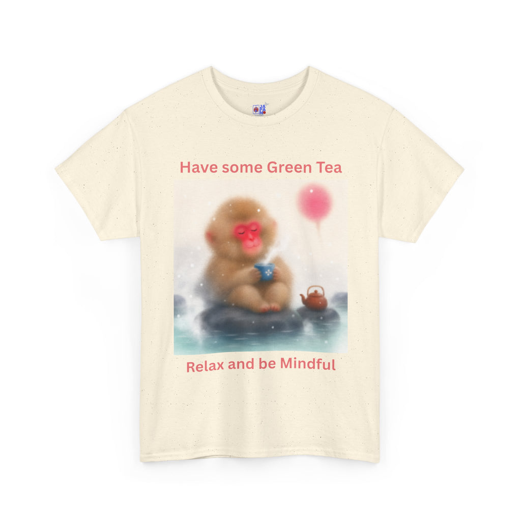 Mindful Monkey Tee — "Have Some Green Tea, Relax and Be Mindful" Cute Zen T-Shirt