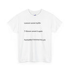 Lawson Saved My Life. 7-Eleven Saved It Again. FamilyMart Finished the Job. | Japan Convenience Store Tee — White Edition