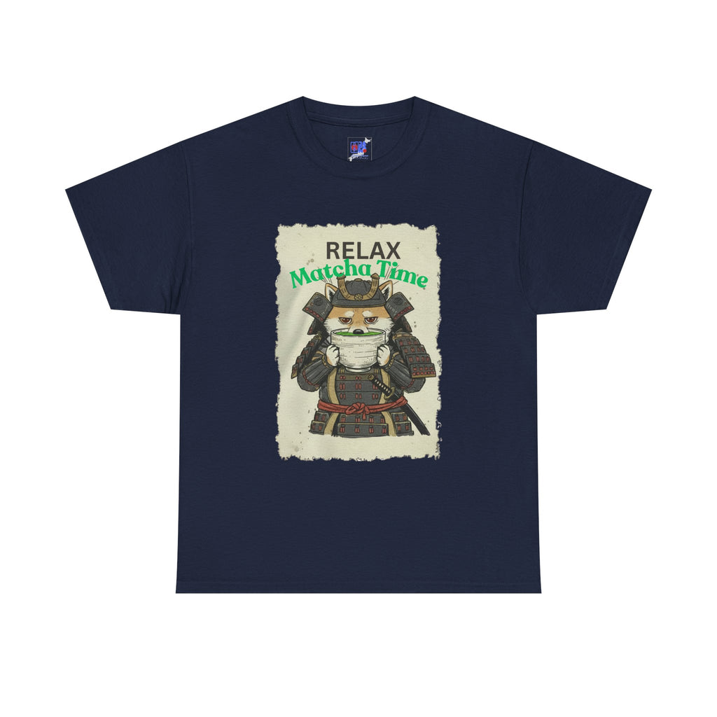 Samurai Shiba Inu Drinking Matcha Tee — Relax Matcha Time Graphic T-Shirt