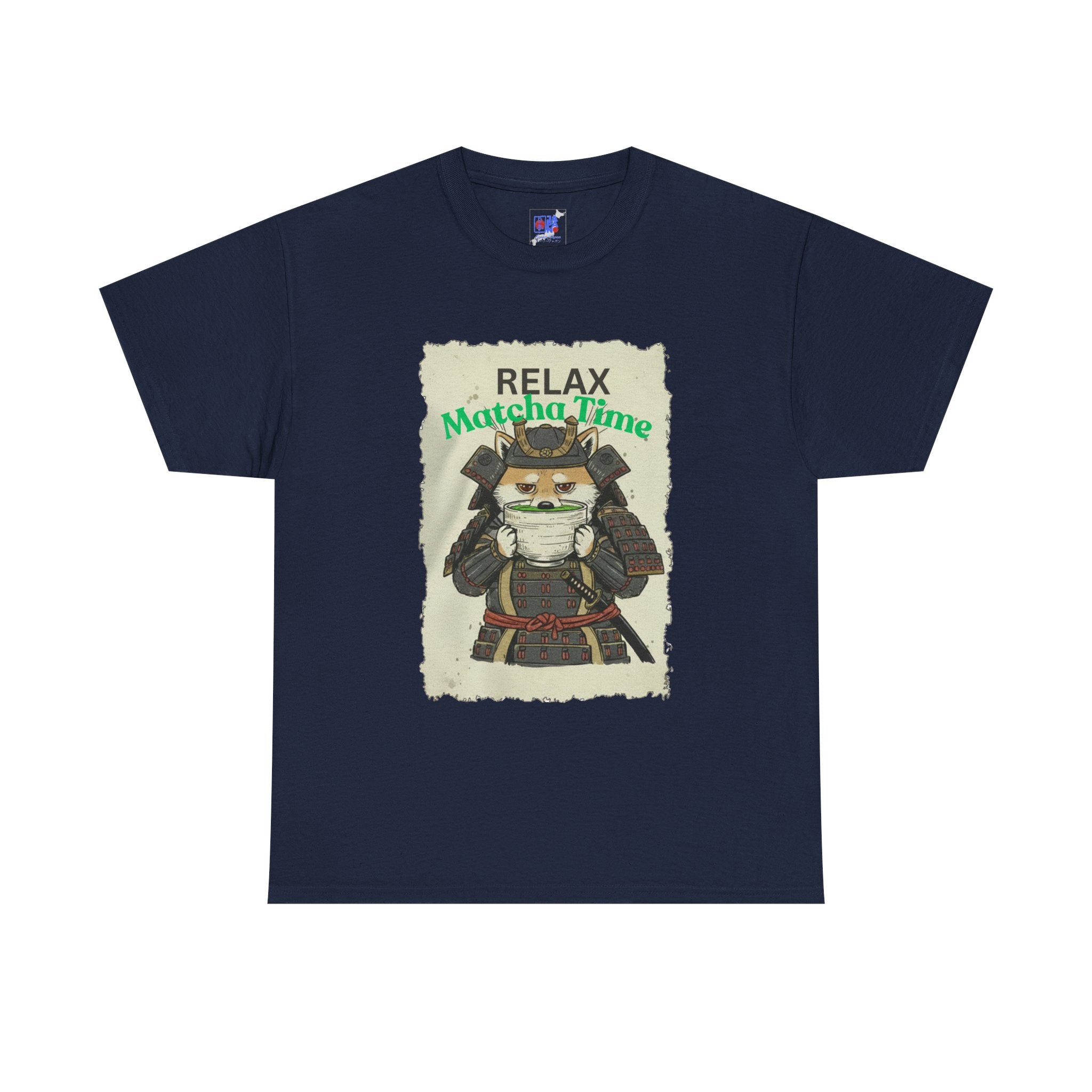 Samurai Shiba Inu Drinking Matcha Tee — Relax Matcha Time Graphic T-Shirt