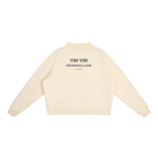 CoolyJapan Fleece Mock-Neck Crop Sweatshirt — 350gsm Heavyweight Women's