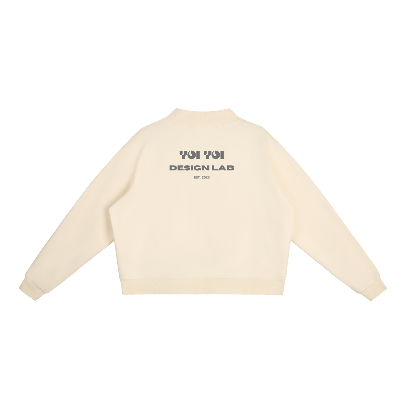 CoolyJapan Fleece Mock-Neck Crop Sweatshirt — 350gsm Heavyweight Women's