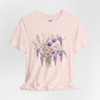 Japanese Wisteria and Sakura Bouquet T-Shirt | Fuji Cherry Blossom Dark Floral Tee | Japan Spring Flower Art Shirt