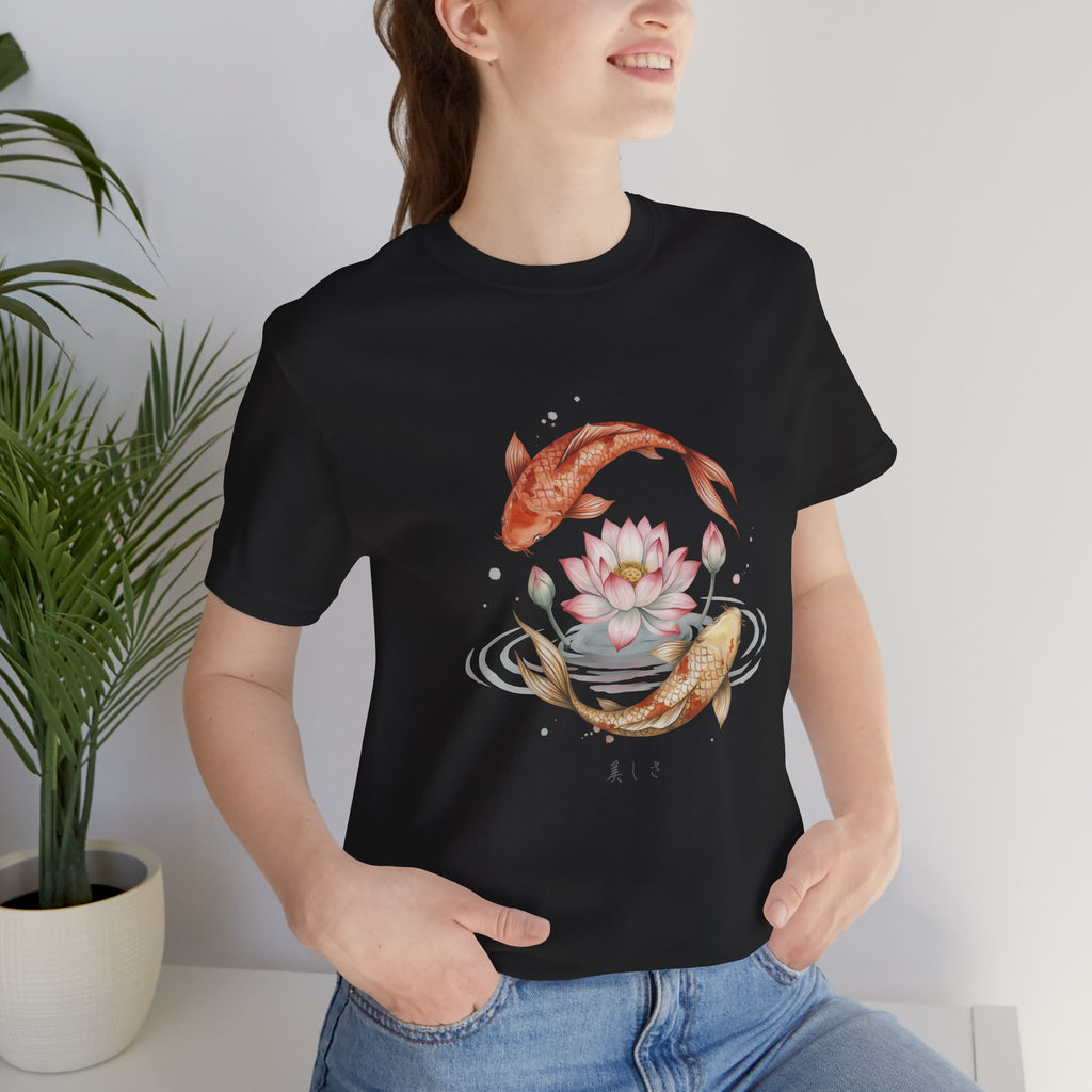 Koi and Lotus Beauty Tee | Koi Circle Floral Japanese Aesthetic