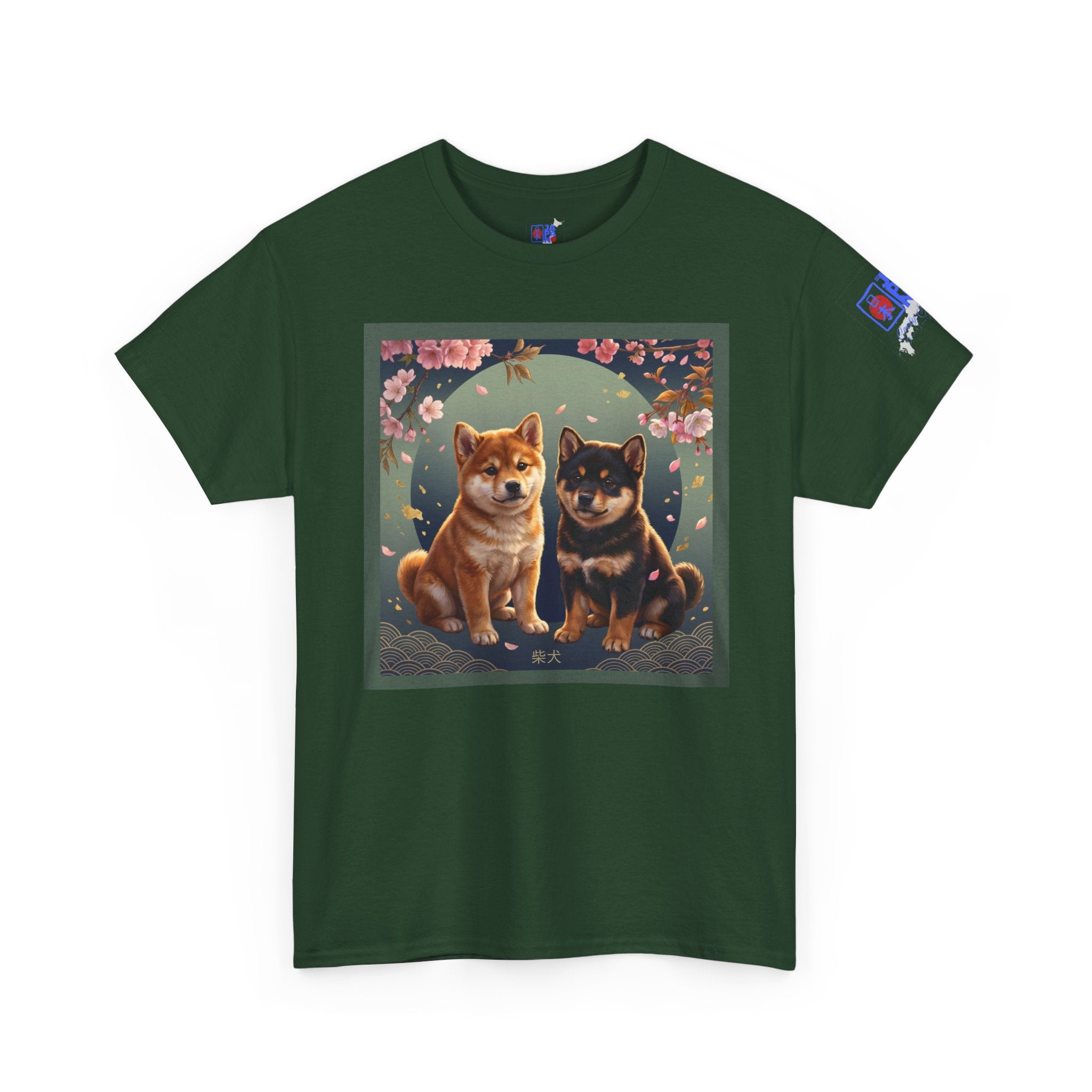 Shiba Inu Puppies Duo T-Shirt — Cute Cherry Blossom Dog Tee