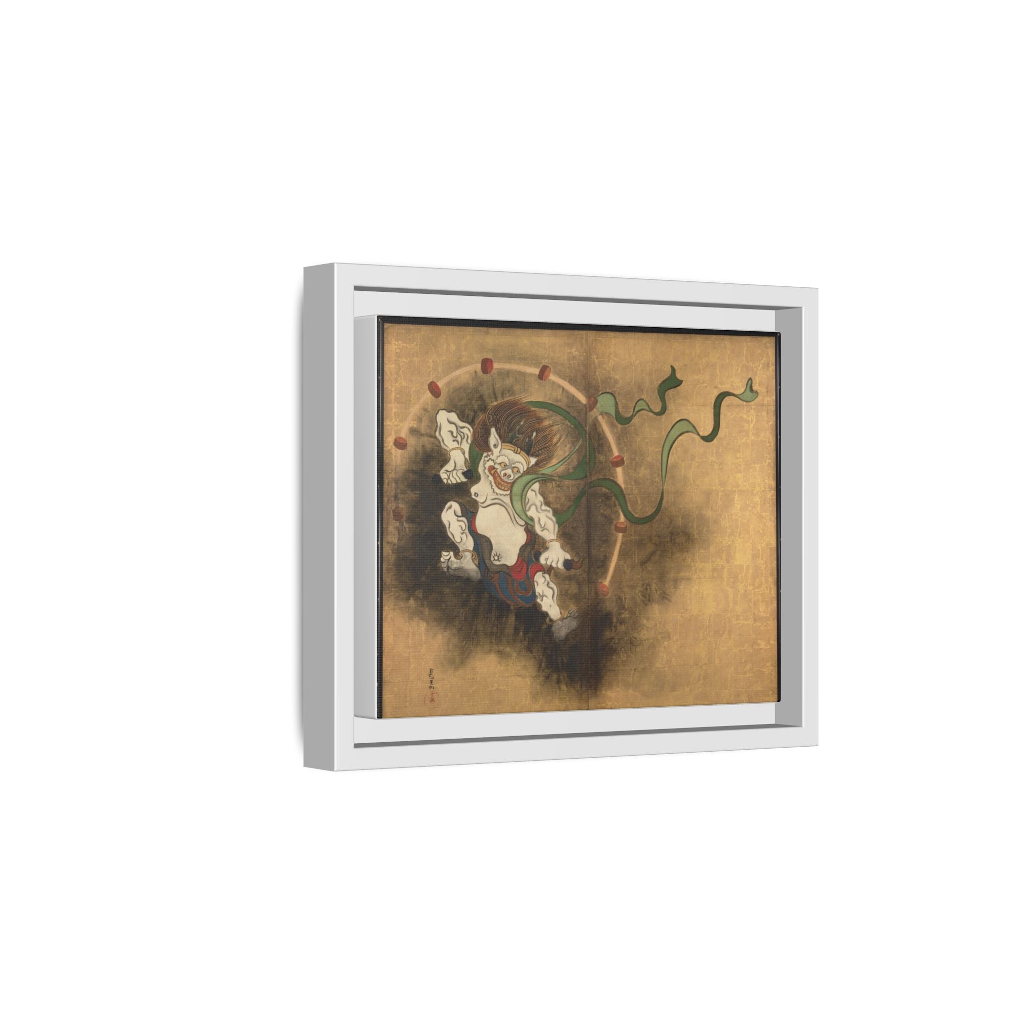 Raijin Thunder God Framed Canvas Print, Ogata Korin Edo Period Japanese Art, Rinpa Museum Reproduction, Japanese Mythology Wall Art