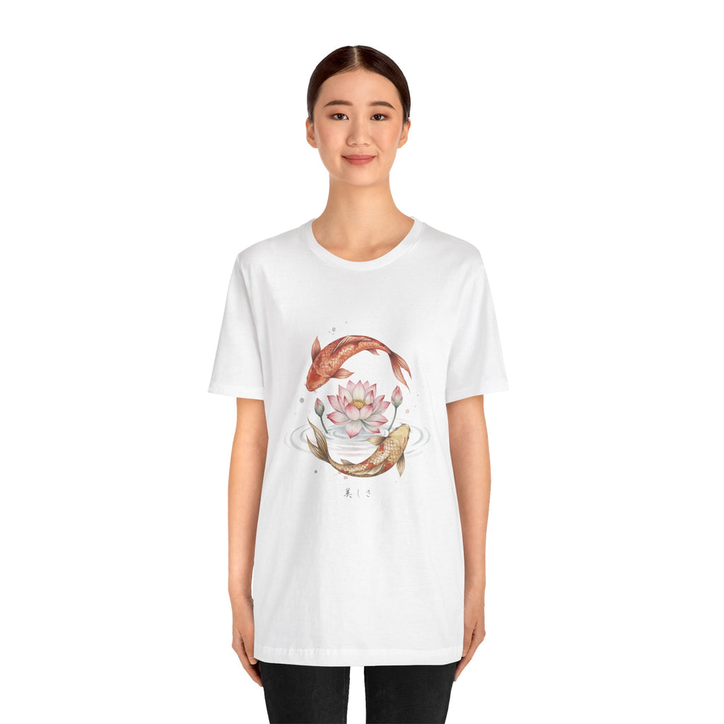 Koi and Lotus Beauty Tee | Koi Circle Floral Japanese Aesthetic