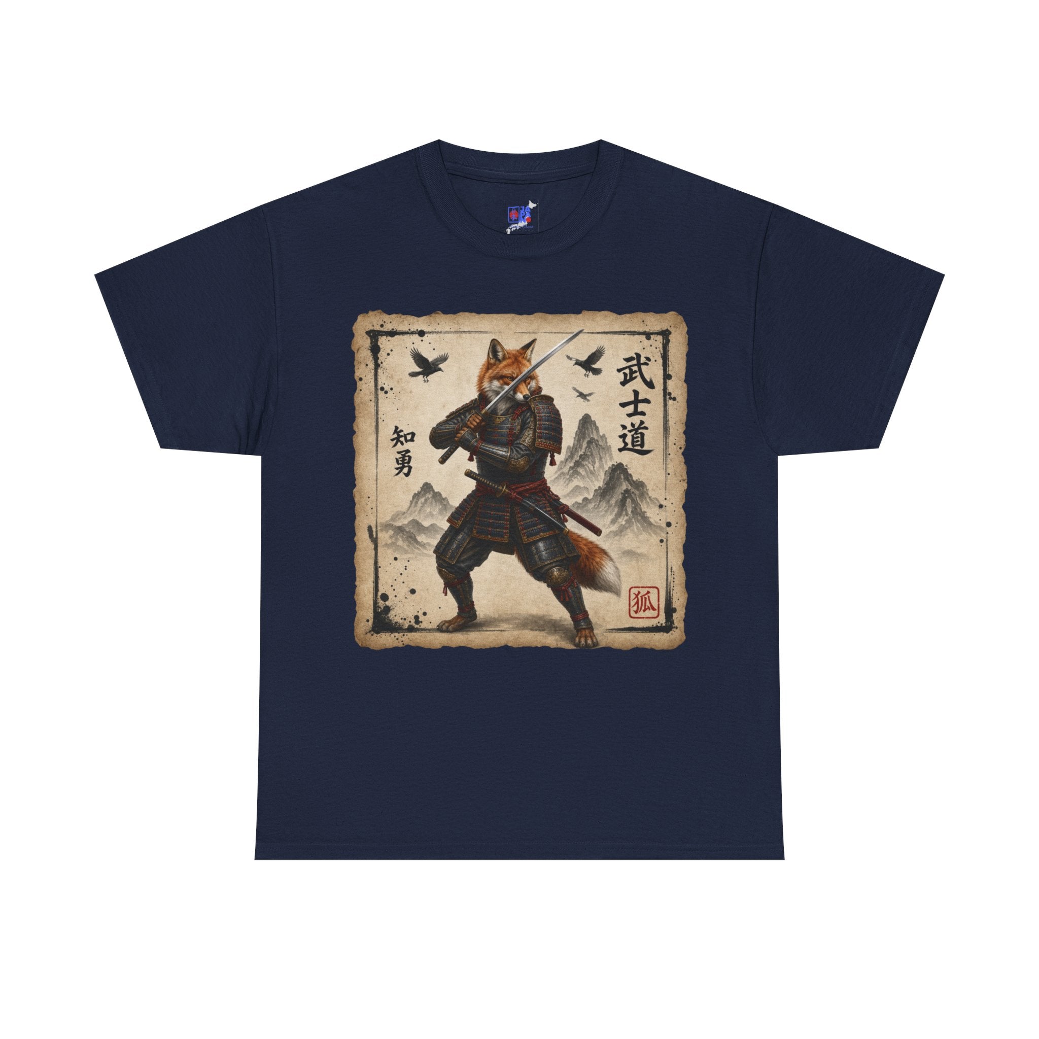 Samurai Fox T-Shirt — Warrior Fox with Kanji Art