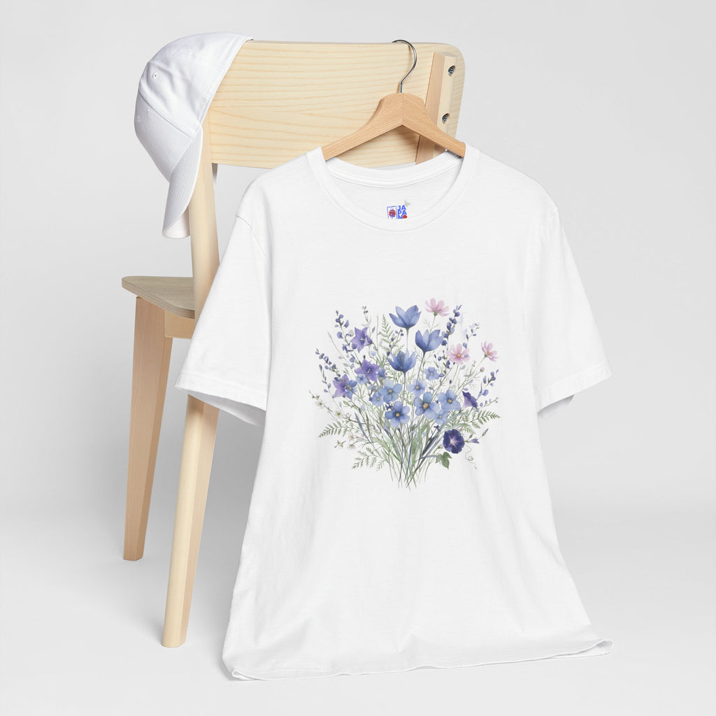 Japanese Autumn Garden Floral Tee | Kikyo Cosmos Morning Glory Bouquet