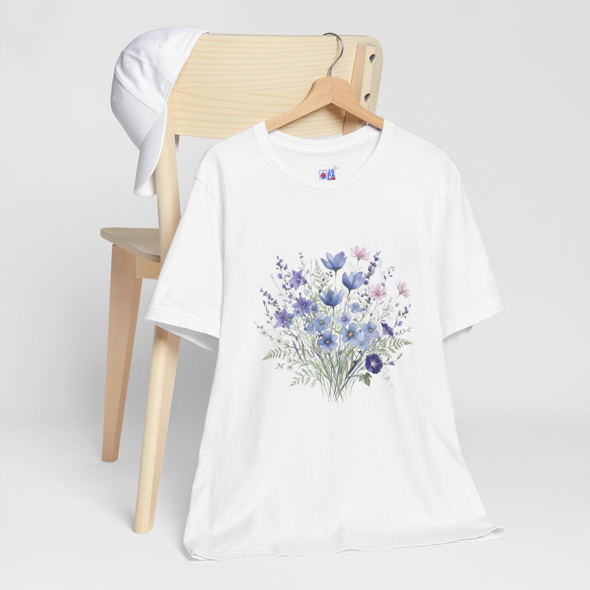 Japanese Autumn Garden Floral Tee | Kikyo Cosmos Morning Glory Bouquet