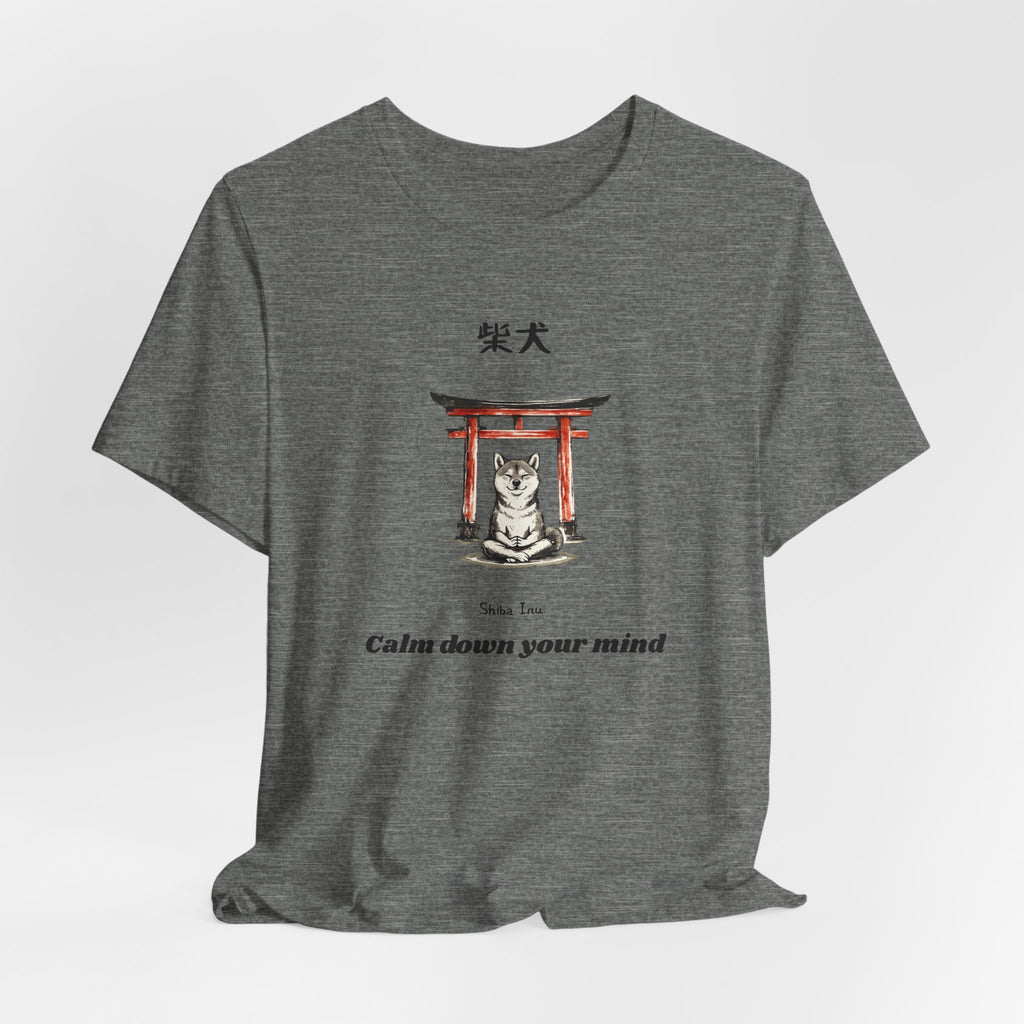 Shiba Inu Torii Gate Calm Down Your Mind T-Shirt | Japanese Zen Tee