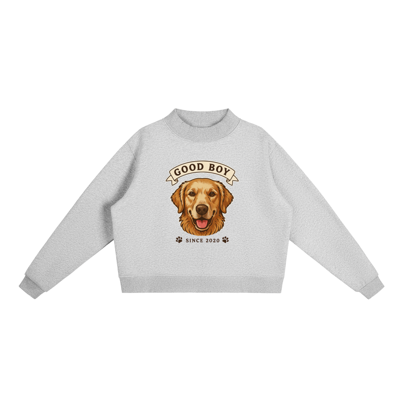CoolyJapan Fleece Mock-Neck Crop Sweatshirt — 350gsm Heavyweight Women's