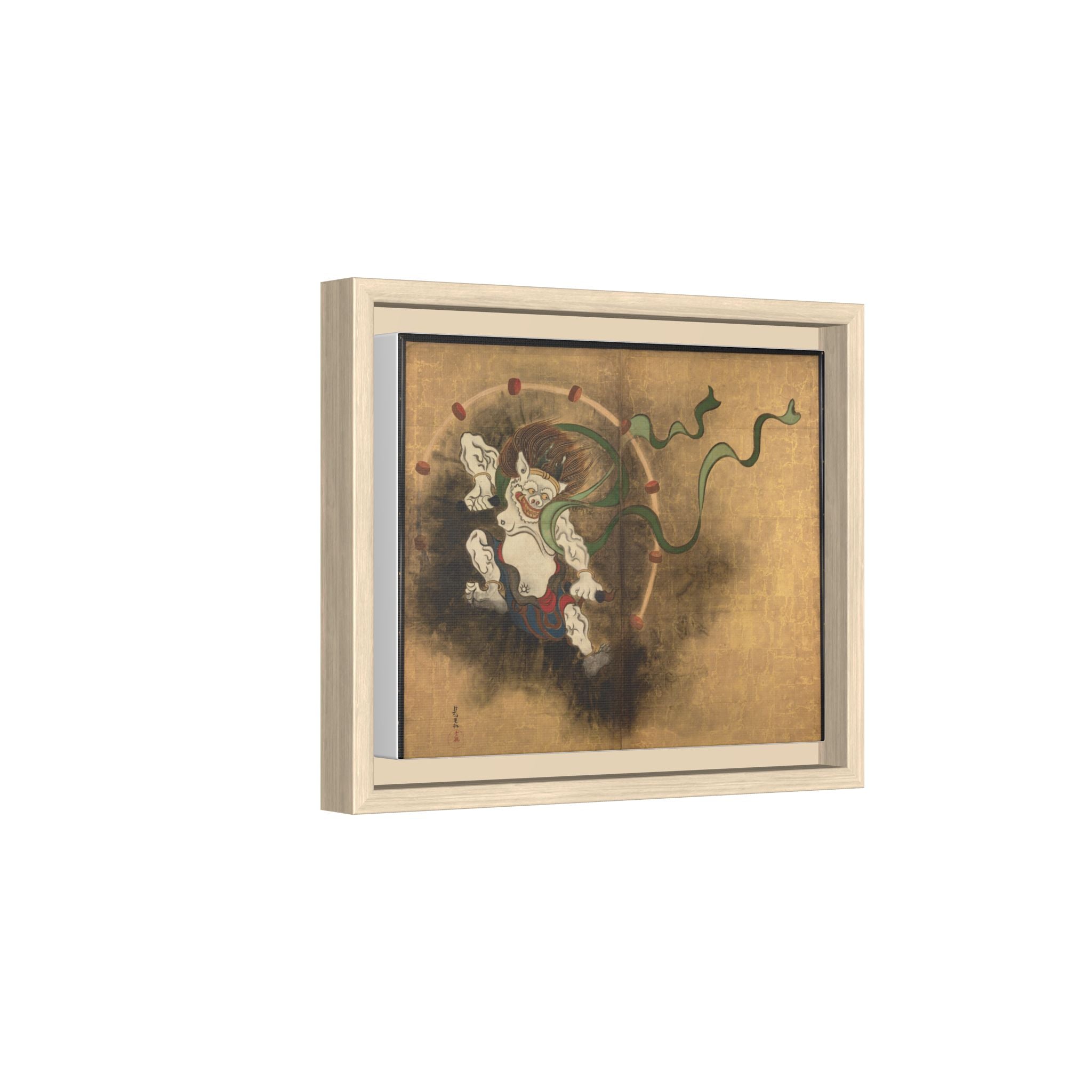 Raijin Thunder God Framed Canvas Print, Ogata Korin Edo Period Japanese Art, Rinpa Museum Reproduction, Japanese Mythology Wall Art