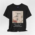 Teisai Hokuba "Swallows and Peonies" | Edo-period Surimono Art Tee (Dark)