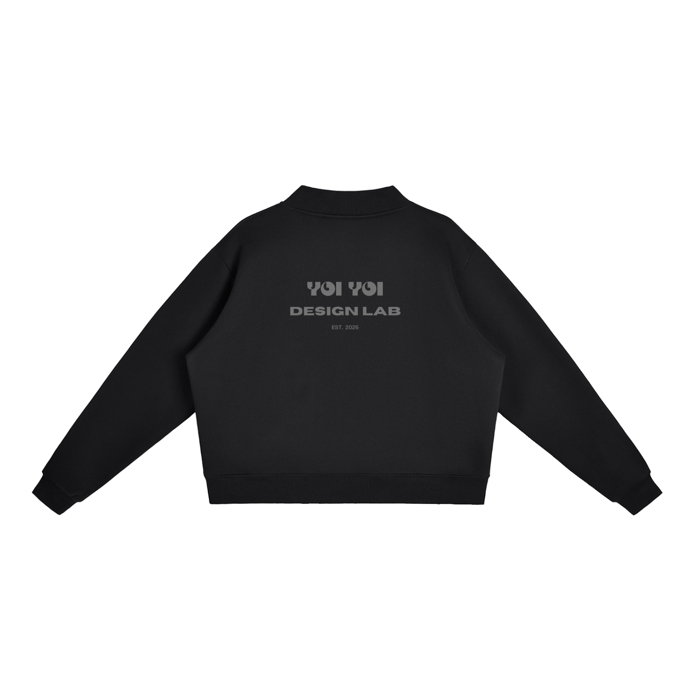 CoolyJapan Fleece Mock-Neck Crop Sweatshirt — 350gsm Heavyweight Women's