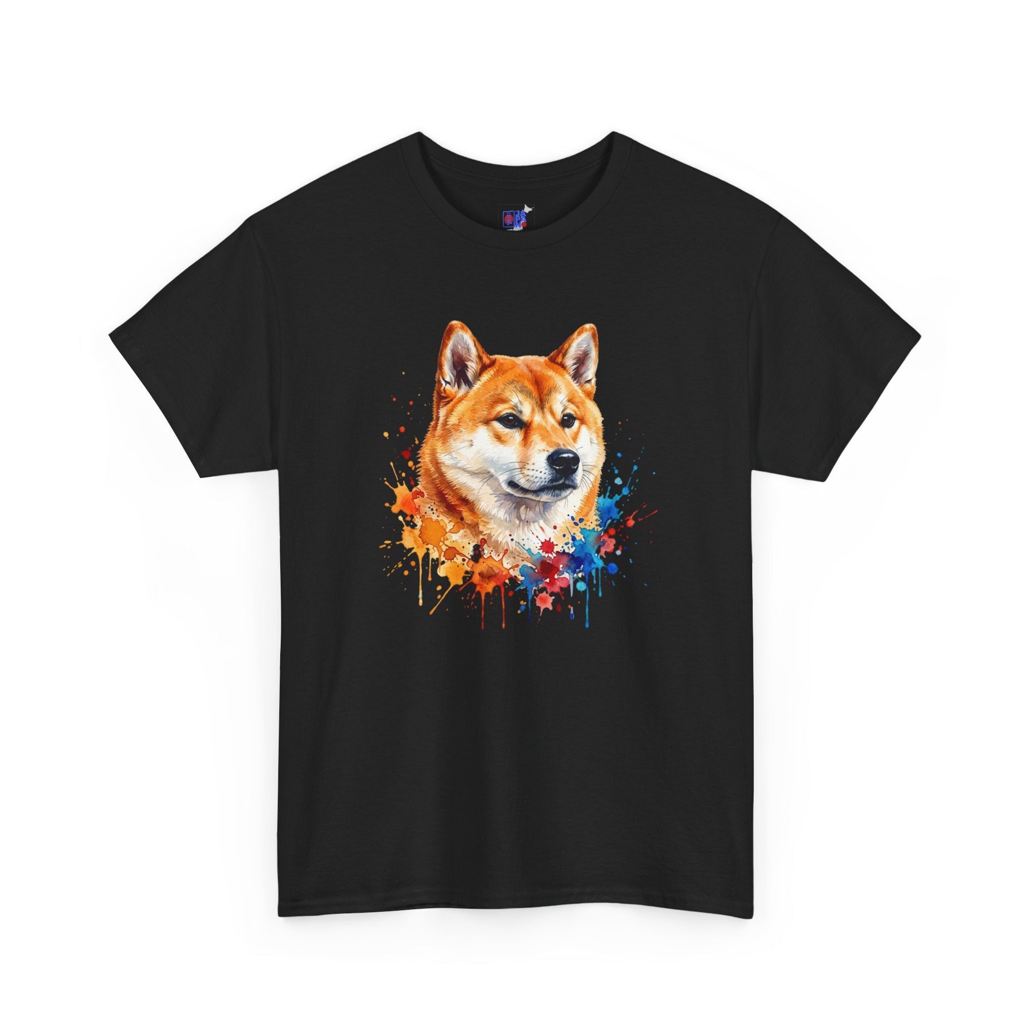 Shiba Inu Watercolor T-Shirt — Colorful Dog Portrait Tee