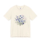 Japanese Autumn Garden Floral Tee — Kikyō, Cosmos & Morning Glory Bouquet
