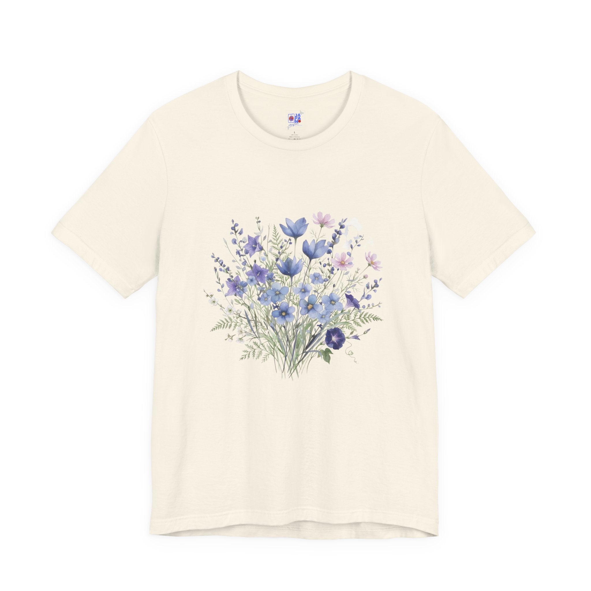 Japanese Autumn Garden Floral Tee — Kikyō, Cosmos & Morning Glory Bouquet
