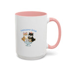 Shiba Inu Sundae Accent Coffee Mug — 'Fuwa Fuwa' Kawaii Peach & Sakura (11/15 oz)