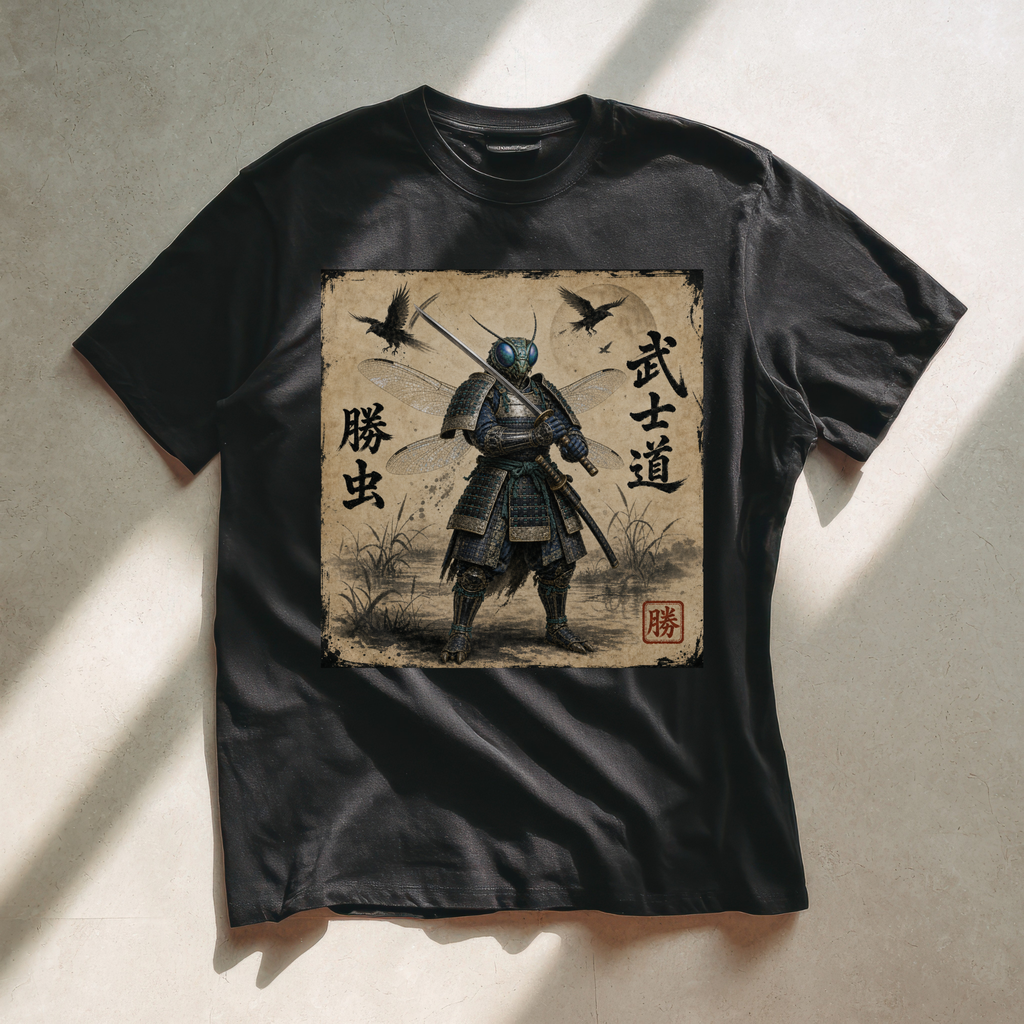 Samurai Dragonfly Warrior Tee Version 2 — Bushidō Ink Warrior Graphic T-Shirt
