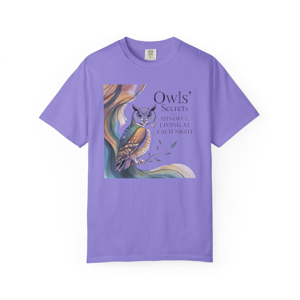 Owl’s Secrets T-Shirt — Watercolor Owl Nature Graphic Tee Comfort Color 1717