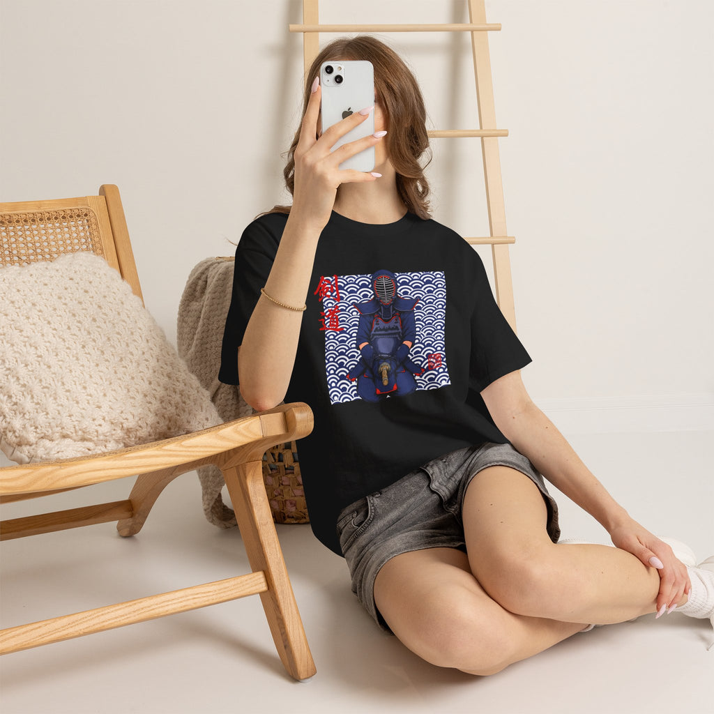 Kendo Warrior T-Shirt, Japanese Bogu Armor Tee with Kanji 剣道, Dan Promotion Gift for Kendo, Budo & Martial Arts Practitioners