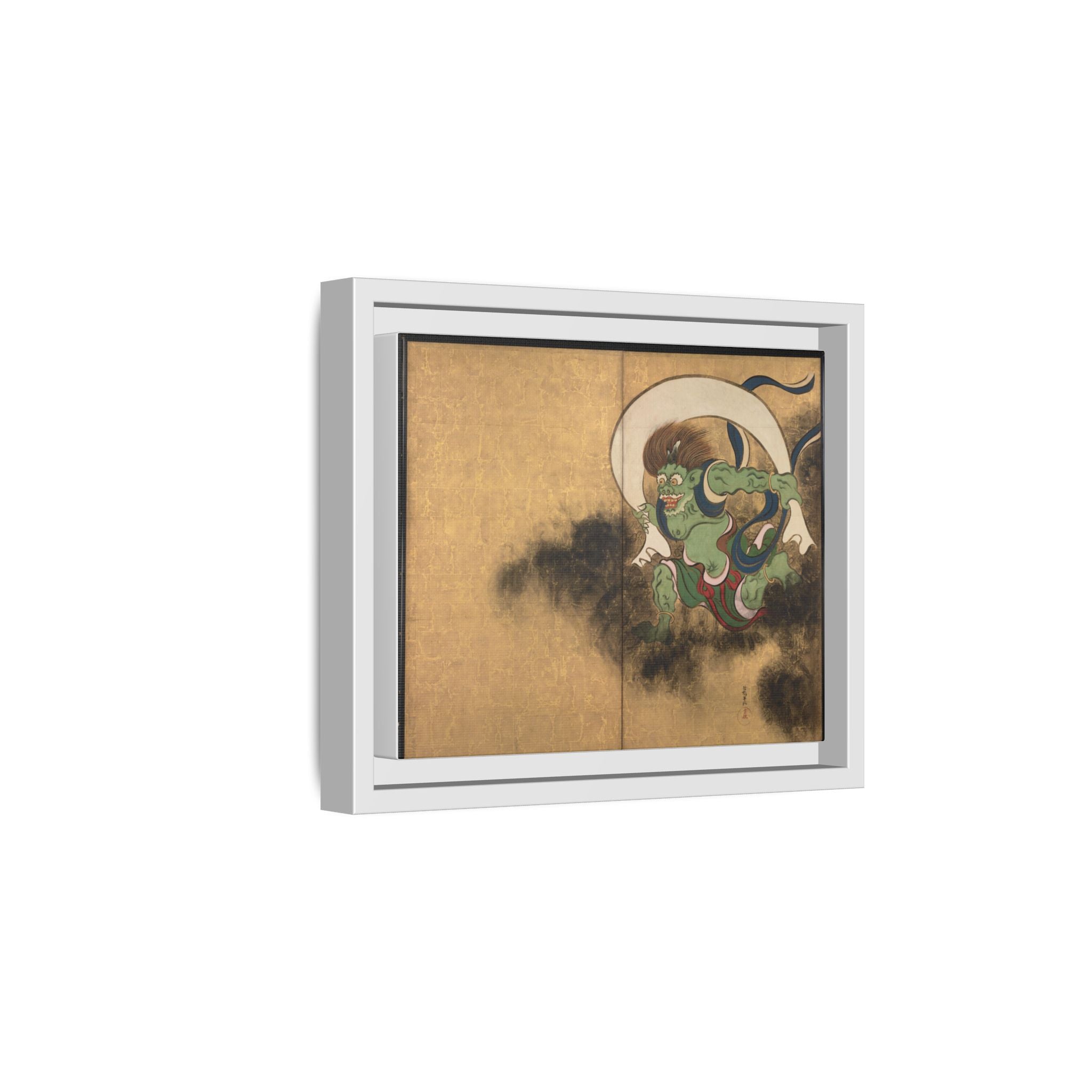 Fujin Wind God Framed Canvas Print, Ogata Korin Edo Period Japanese Art, Rinpa Schoo, Museum Reproduction, Japanese Mythology Wall Art