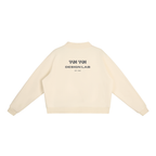 CoolyJapan Fleece Mock-Neck Crop Sweatshirt — 350gsm Heavyweight Women's