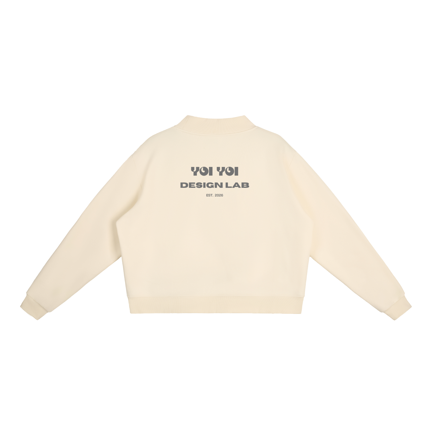 CoolyJapan Fleece Mock-Neck Crop Sweatshirt — 350gsm Heavyweight Women's