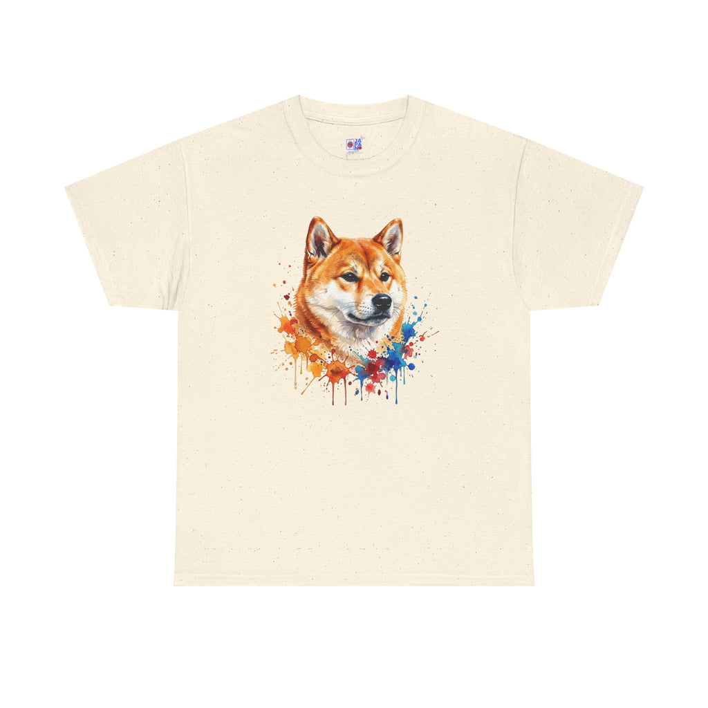Shiba Inu Watercolor T-Shirt — Colorful Dog Portrait Tee
