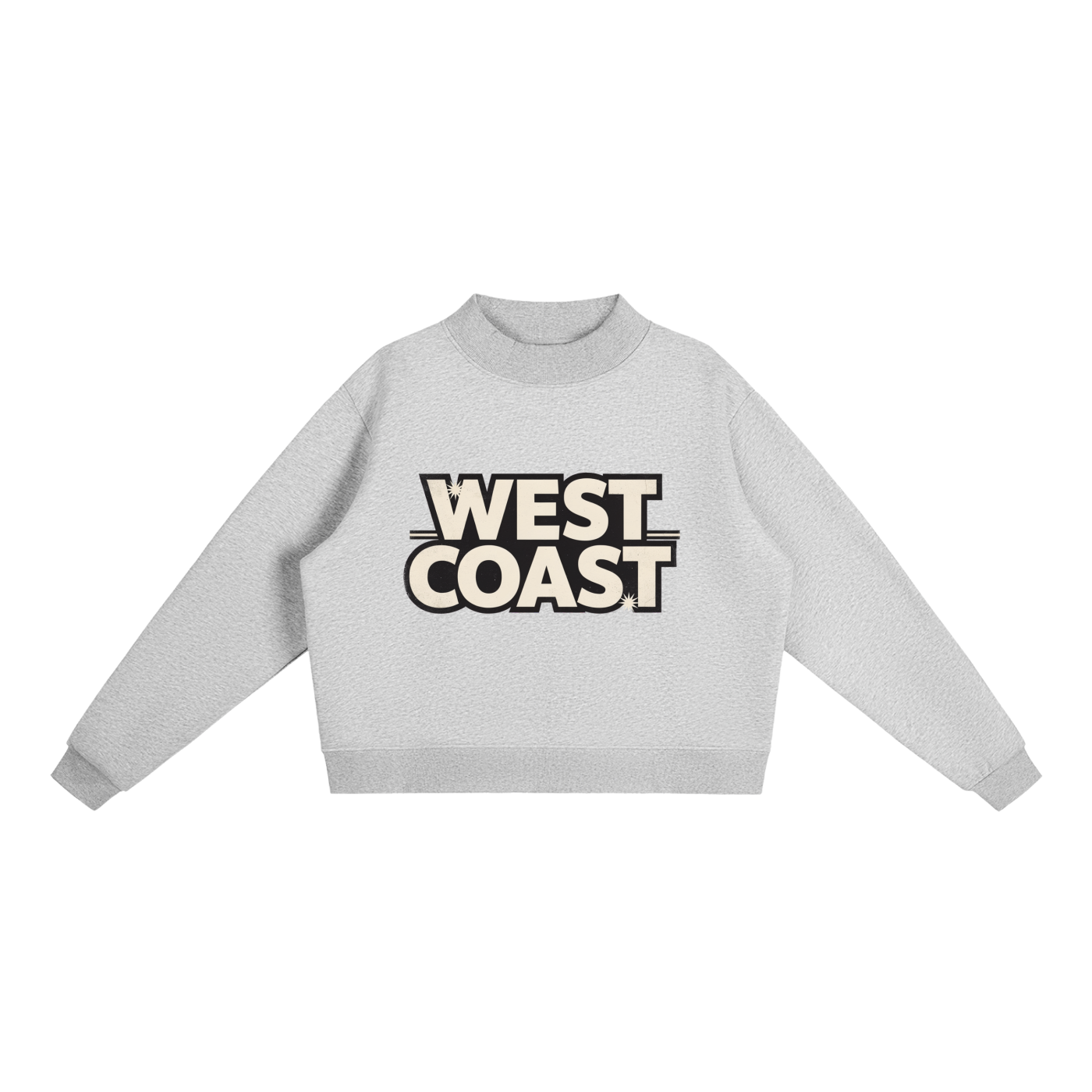 CoolyJapan Fleece Mock-Neck Crop Sweatshirt — 350gsm Heavyweight Women's
