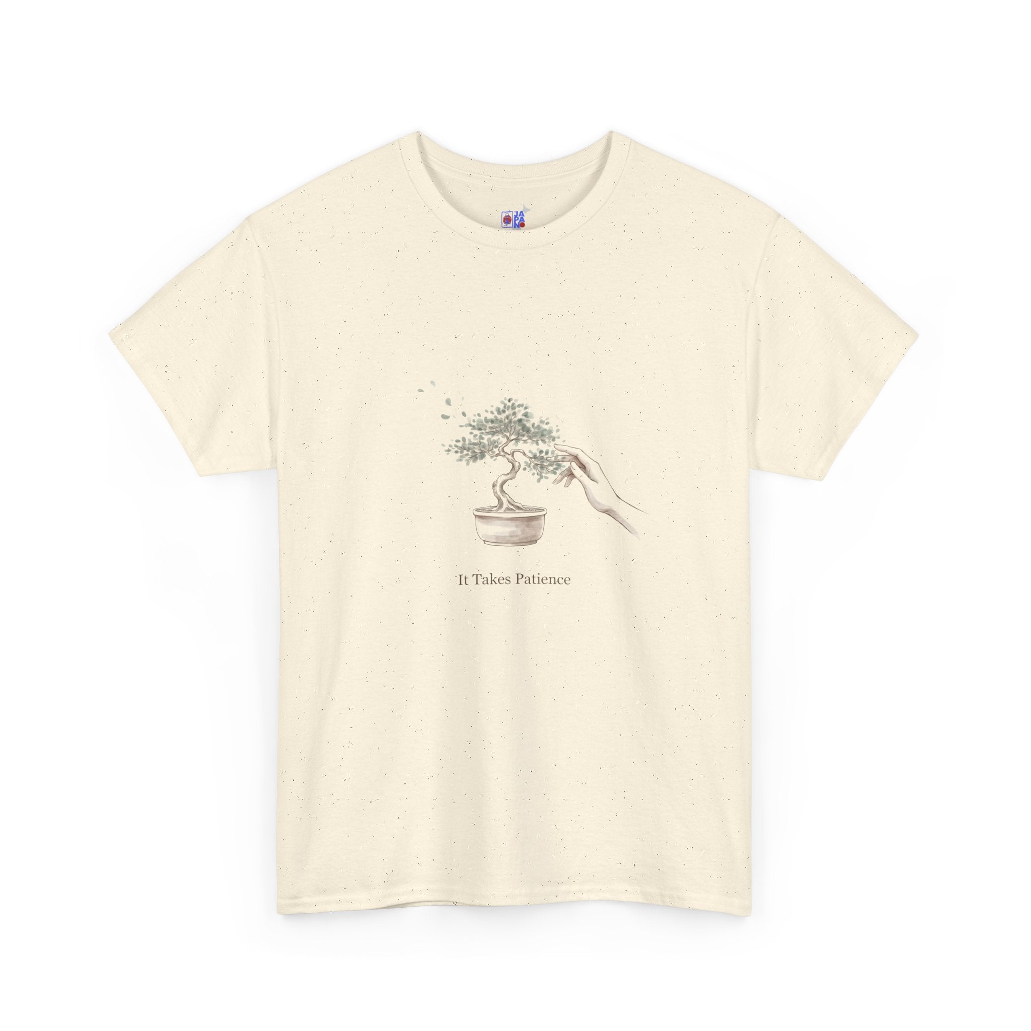 It Takes Patience Bonsai T-Shirt, Minimalist Japanese Ink Wash Tree Tee, Zen Gift for Plant Lovers, Mindfulness & Slow Living
