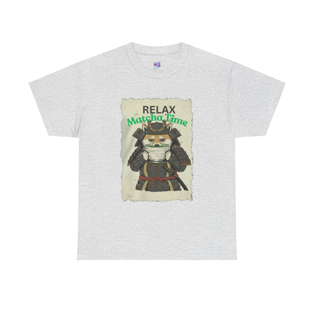 Samurai Shiba Inu Drinking Matcha Tee — Relax Matcha Time Graphic T-Shirt
