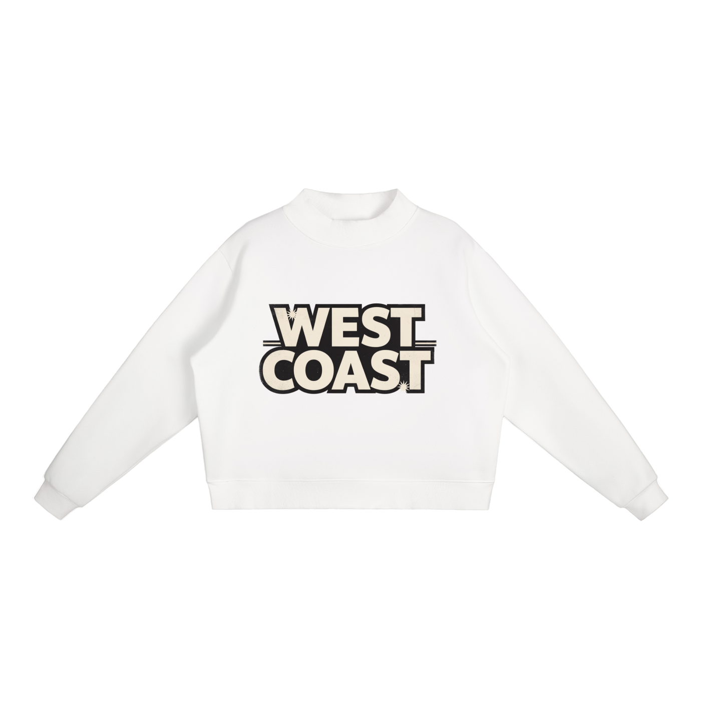 CoolyJapan Fleece Mock-Neck Crop Sweatshirt — 350gsm Heavyweight Women's