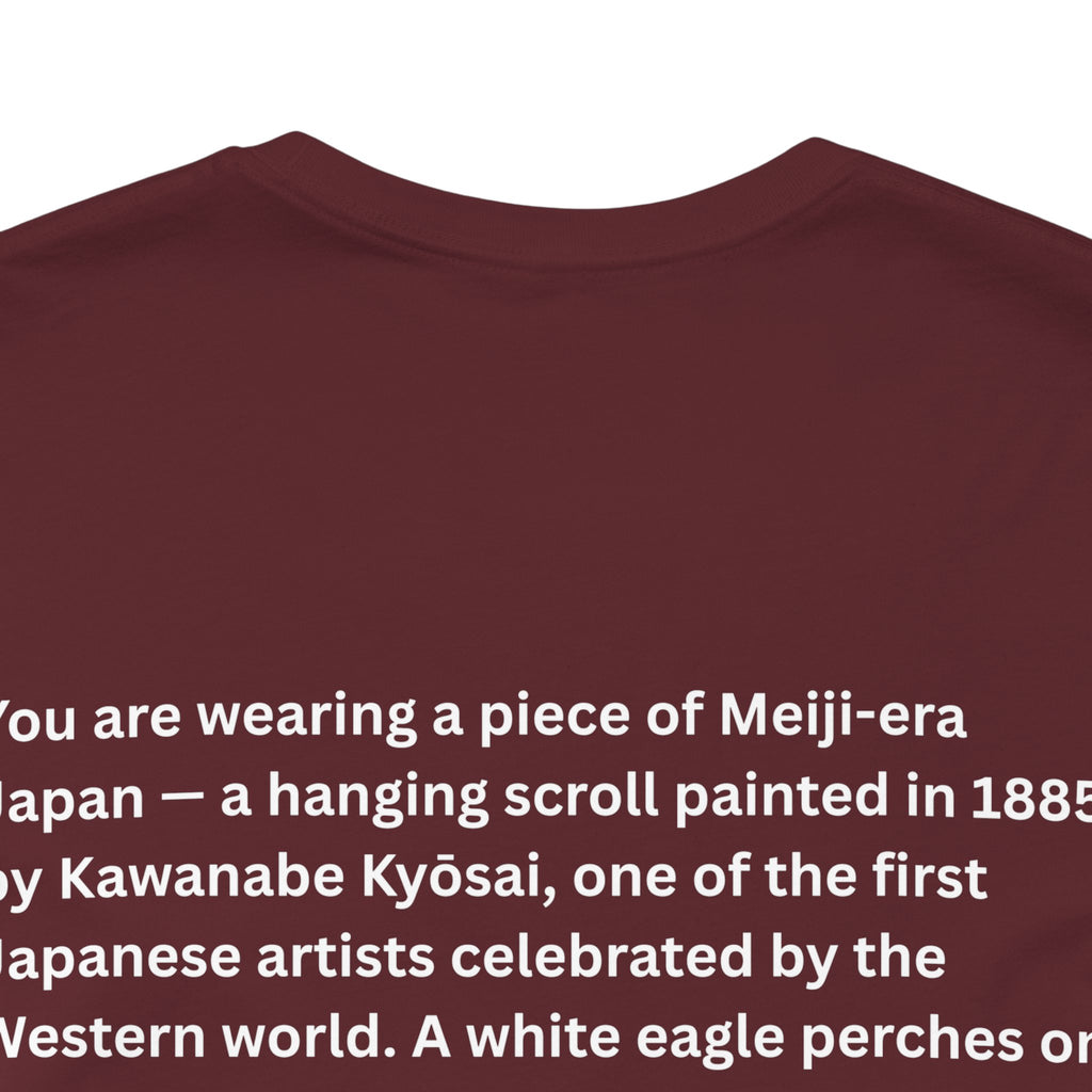 Kawanabe Kyōsai "White Eagle Eyeing a Mountain Lion" | Meiji-era Japanese Art Tee (Dark)