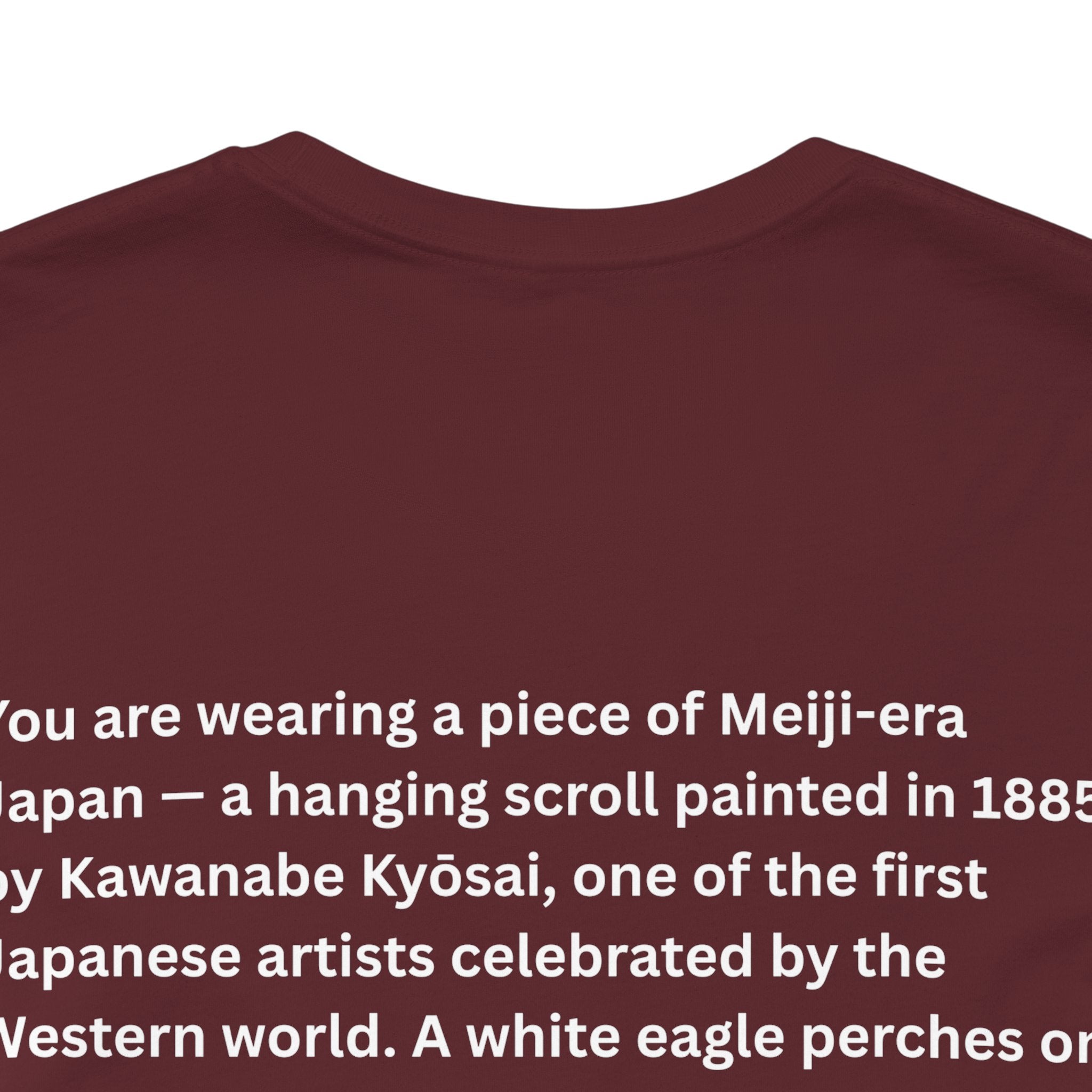 Kawanabe Kyōsai "White Eagle Eyeing a Mountain Lion" | Meiji-era Japanese Art Tee (Dark)