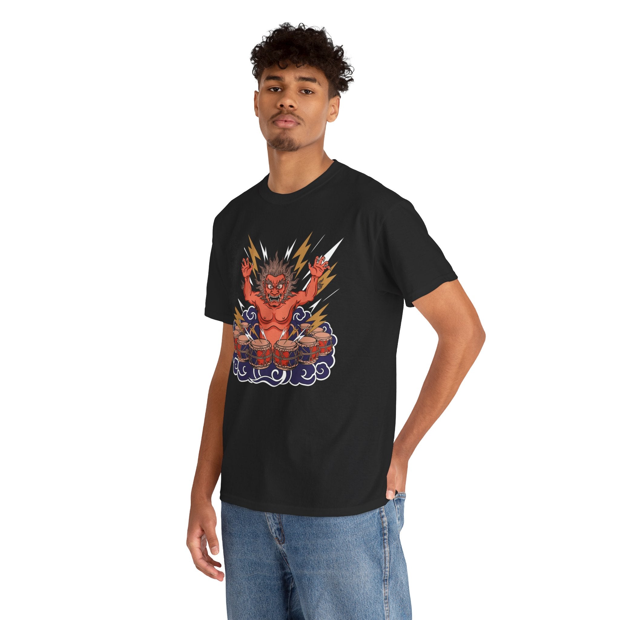 Raijin Thunder God T-Shirt — 雷神 Japanese God of Thunder Men's Tee | Japan Mythology Graphic Shirt