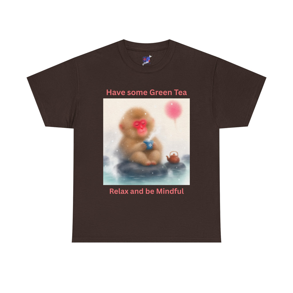 Mindful Monkey Tee — "Have Some Green Tea, Relax and Be Mindful" Cute Zen T-Shirt