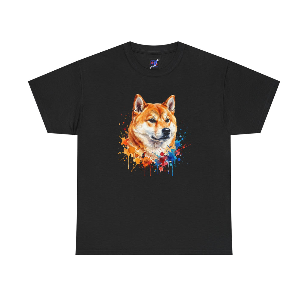 Shiba Inu Watercolor T-Shirt — Colorful Dog Portrait Tee