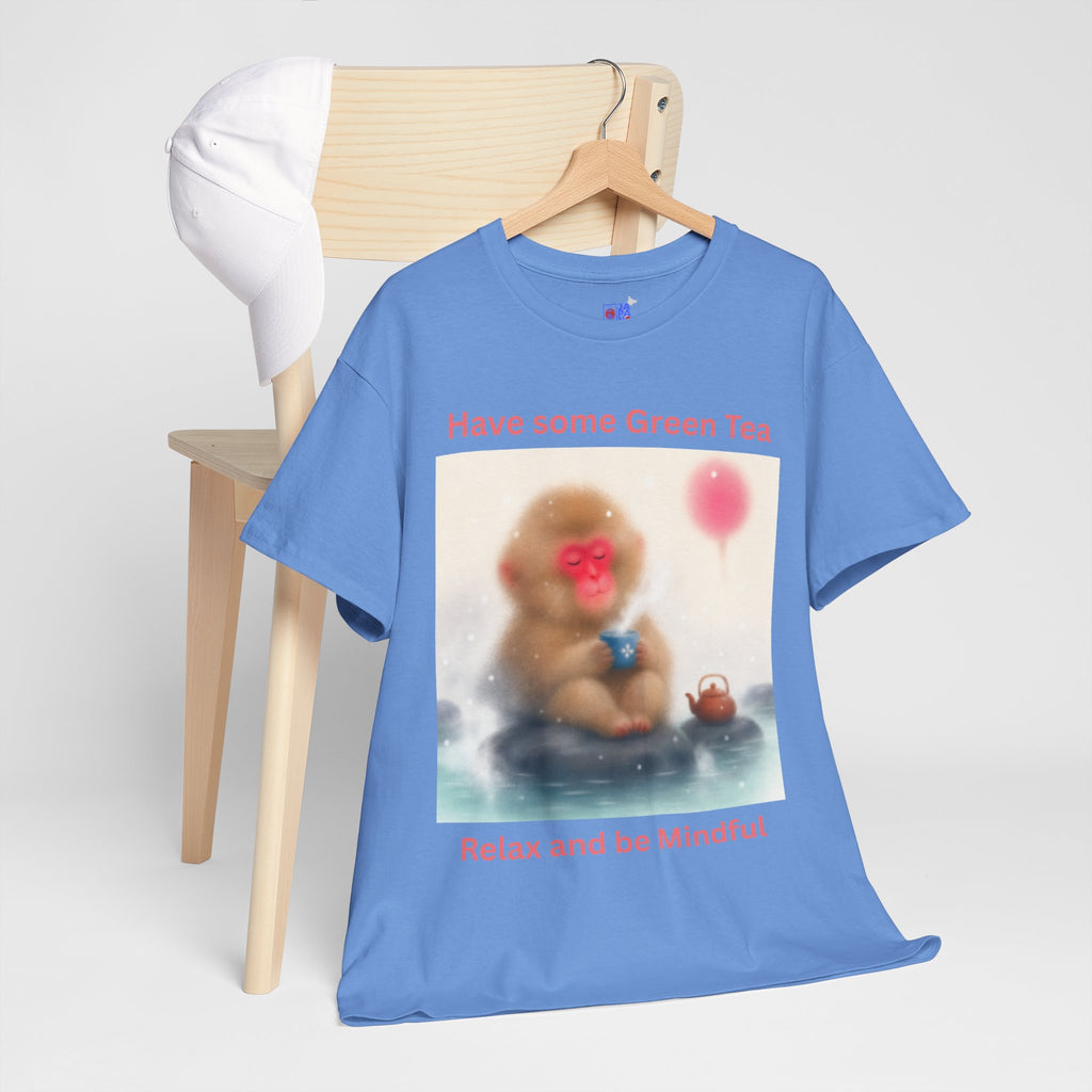 Mindful Monkey Tee — "Have Some Green Tea, Relax and Be Mindful" Cute Zen T-Shirt