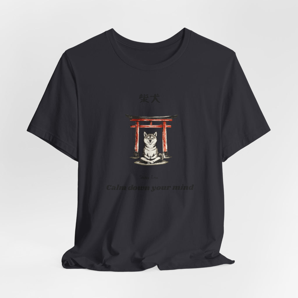 Shiba Inu Torii Gate Calm Down Your Mind T-Shirt | Japanese Zen Tee