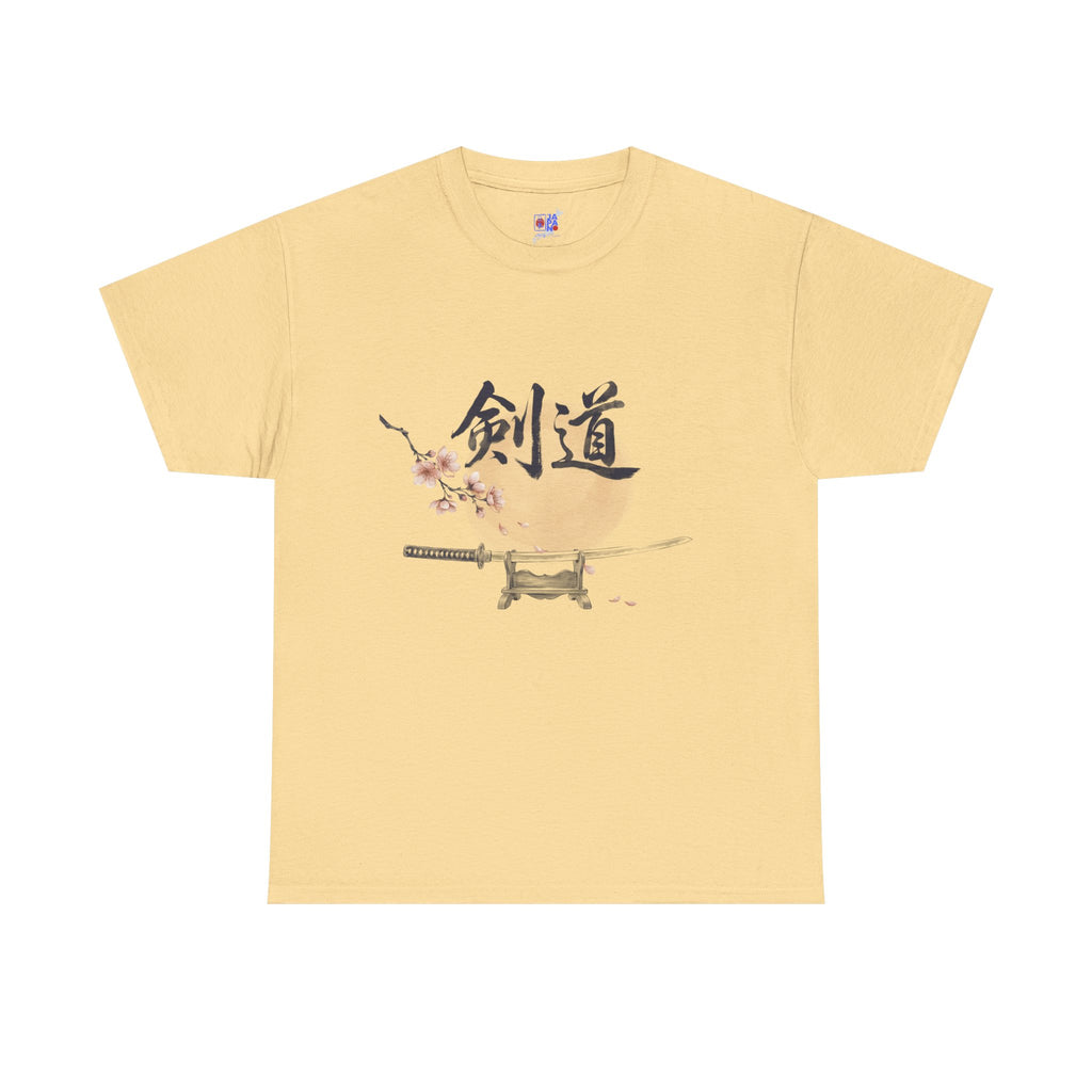 Kendo Katana T-Shirt, Japanese Calligraphy 剣道 Tee with Cherry Blossoms, Sensei Gift, Dojo Tribute & Martial Arts Lover Apparel