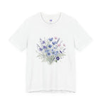 Japanese Autumn Garden Floral Tee — Kikyō, Cosmos & Morning Glory Bouquet
